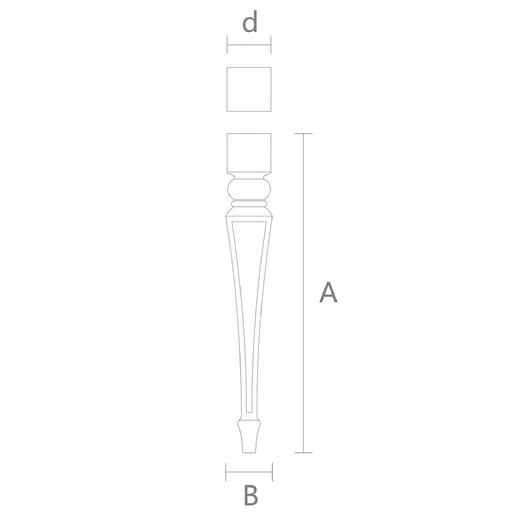Large tapered unique table legs with carved elements from beech